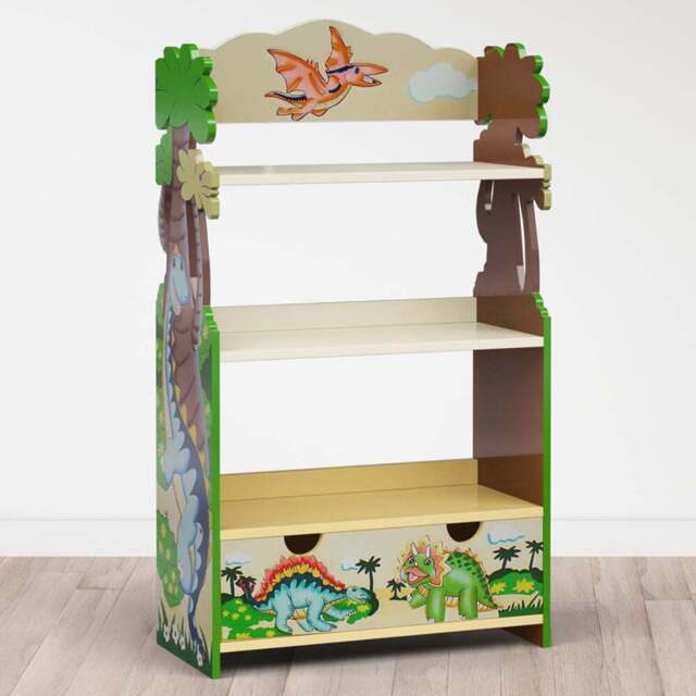 Teamson Kids 3 Shelf Fantasy Fields Dinosaur Kingdom Toy Bookshelf - Multi - Wilko - image 1