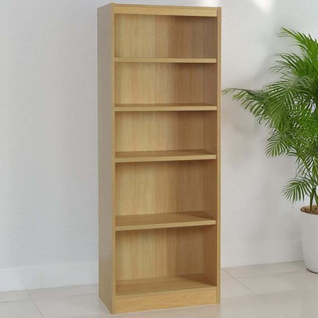 R White Cabinets 5 Shelf Brown Wide Tall Bookcase - Size: 182.8 x 60 x 36.6cm - Wilko - image 1