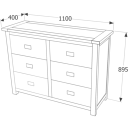 Core Products Dunkeld 6 Drawer Midnight Blue Wide Chest of Drawers - Size: 3+3 Drawers - Wilko - thumbnail 5