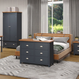 Core Products Dunkeld 6 Drawer Midnight Blue Wide Chest of Drawers - Size: 3+3 Drawers - Wilko - thumbnail 3