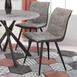 Rodeo Set of 2 Light Grey  Suede Effect Dining Chair - Wilko - thumbnail 1