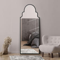 The Arcus Black Arched Metal Leaner Wall Mirror 180 x 70cm - MirrorOutlet - Wilko - thumbnail 3