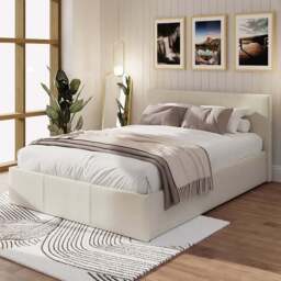GFW King Size Natural Hopsack Fabric End Lift Ottoman Bed with Memory Pocket Spring Mattress - Wilko - thumbnail 1