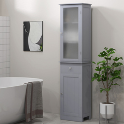 Portland Kleankin 2 Door Single Drawer Grey Storage Cabinet - Size: 171.5 x 27 x 40cm - Wilko - thumbnail 1