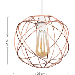 ValueLights Rutherford Atom Copper Painted Pendant Shade - Size: 15 x 23.5 x 15cm - Orange - Wilko - thumbnail 7