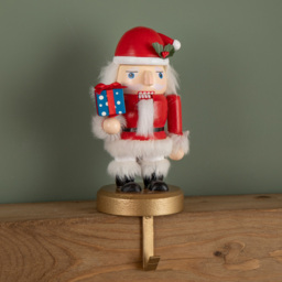 Samuel Alexander Traditional Wooden Santa Nutcracker Christmas Stocking Holder 19cm - Size: 19 x 19 x 9cm - Red - Wilko - thumbnail 3