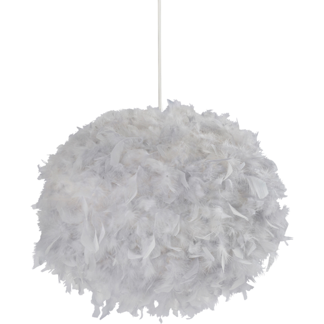 Lighting Collection Grey Feather Pendant Shade - Size: 33 x 50 x 50cm - Wilko - image 1