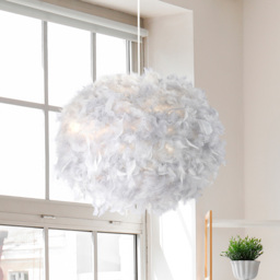 Lighting Collection Grey Feather Pendant Shade - Size: 33 x 50 x 50cm - Wilko - thumbnail 3