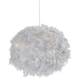 Lighting Collection Grey Feather Pendant Shade - Size: 33 x 50 x 50cm - Wilko - thumbnail 4