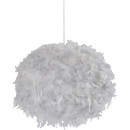 Lighting Collection Grey Feather Pendant Shade - Size: 33 x 50 x 50cm - Wilko - thumbnail 1