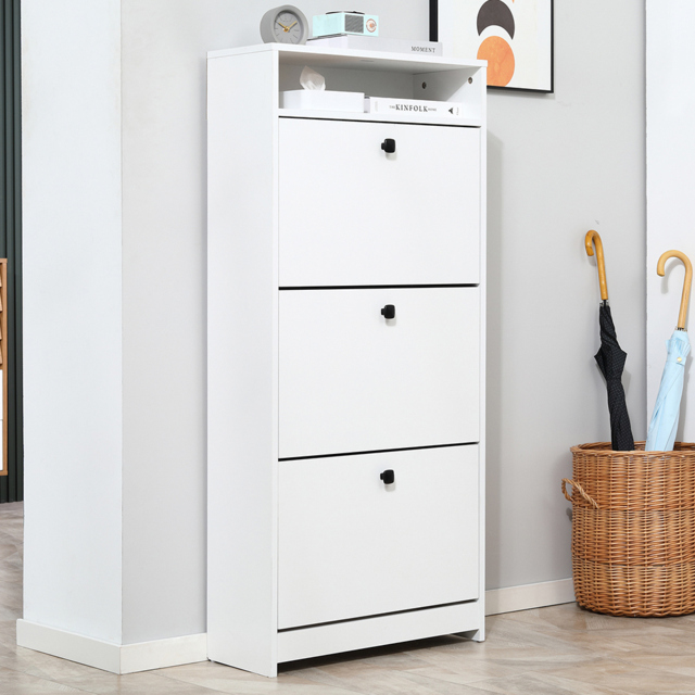 Portland 3 Drawer White Shoe Cabinet - Wilko - image 1