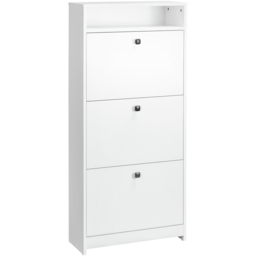 Portland 3 Drawer White Shoe Cabinet - Wilko - thumbnail 3