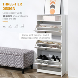 Portland 3 Drawer White Shoe Cabinet - Wilko - thumbnail 5