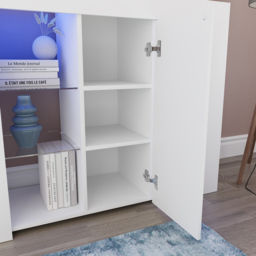 Vida Designs Azura Single Door White and Grey LED Large Sideboard - Size: 35 x 98 x 83cm - Wilko - thumbnail 6