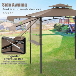 Costway Brown Barbecue Canopy Tent Grill Gazebo with Side Awning - Size: 318 x 153 x 250cm - Wilko - thumbnail 6