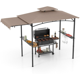 Costway Brown Barbecue Canopy Tent Grill Gazebo with Side Awning - Size: 318 x 153 x 250cm - Wilko - thumbnail 4