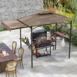 Costway Brown Barbecue Canopy Tent Grill Gazebo with Side Awning - Size: 318 x 153 x 250cm - Wilko - thumbnail 1