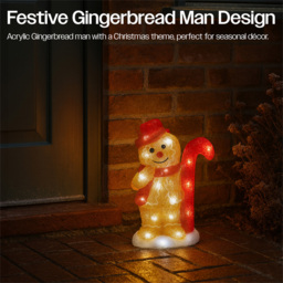 Xmas Haus 30 Warm White LED Acrylic Gingerbread Man 30cm - Size: 300 x 190 x 90cm - Orange - Wilko - thumbnail 5