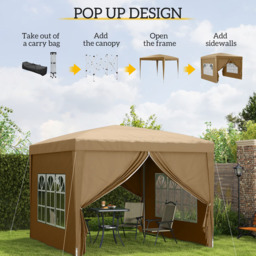 Outsunny 3 x 3m Pop Up Gazebo Party Tent with Storage Bag - Cream - Wilko - thumbnail 6