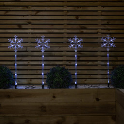 Samuel Alexander 4 Piece White LED Crystal Snowflake Christmas Path Light Set - Size: 69 x 16 x 3cm - Wilko - thumbnail 1