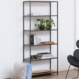 Florence Seaford 5 Shelf Oak and Black Metal Bookcase - Furniture To Go - Wilko