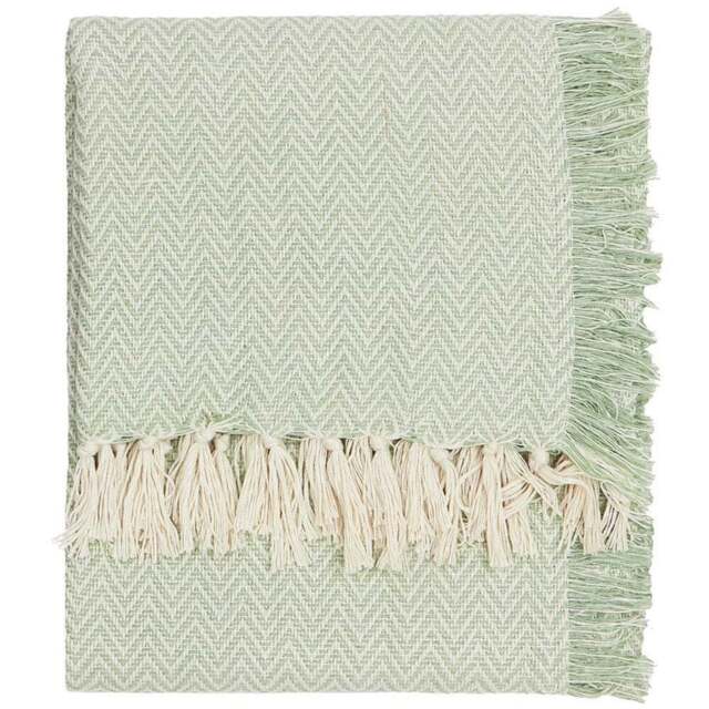 Yard Wisley Green Herringbone Woven Throw 130 x 180cm - Wilko - image 1