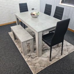 Kosy Koala 6 Seater Faux Leather Dining Bench Set Grey and Black - Size: 4 Seater - Portland - Wilko - thumbnail 7