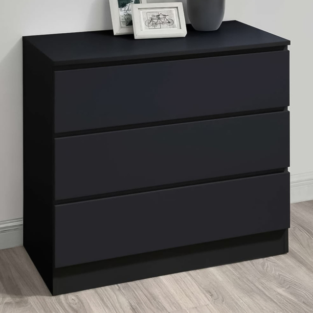 Oslo 3 Drawer Black Chest of Drawers - Birlea - Wilko - image 1