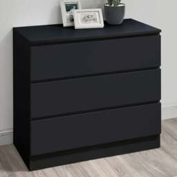 Oslo 3 Drawer Black Chest of Drawers - Birlea - Wilko - thumbnail 7