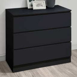 Oslo 3 Drawer Black Chest of Drawers - Birlea - Wilko - thumbnail 1