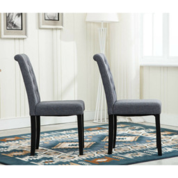 Grey Set of 2 Tufted Button Back Fabric Dining Chair - MCC - Wilko - thumbnail 4