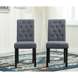 Grey Set of 2 Tufted Button Back Fabric Dining Chair - MCC - Wilko - thumbnail 3