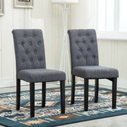 Grey Set of 2 Tufted Button Back Fabric Dining Chair - MCC - Wilko - thumbnail 5