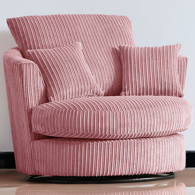 Luxor Pink Jumbo Cord Swivel Chair - Size: Single - Wilko - image 1