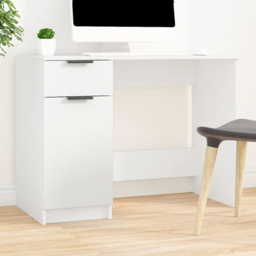vidaXL Single Door Single Drawer Computer Desk White - Size: 75 x 100 x 50cm - Wilko - thumbnail 1