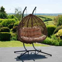 Artemis Home Alston 2 Seater Brown Garden Hanging Egg Chair - Size: 190 x 130 x 75cm - Wilko - thumbnail 6
