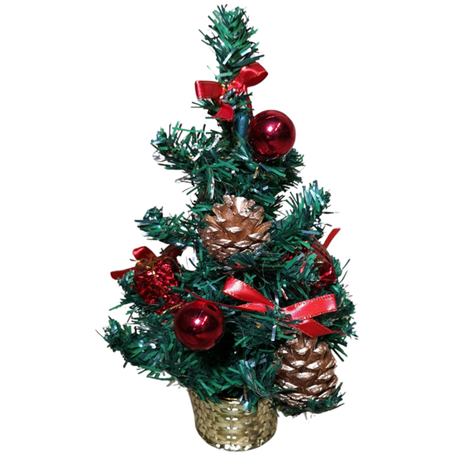 Premier Green Red and Gold Mini Christmas Tree Decoration 30cm - Size: 30 x 20 x 20cm - Wilko - image 1