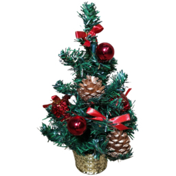 Premier Green Red and Gold Mini Christmas Tree Decoration 30cm - Size: 30 x 20 x 20cm - Wilko