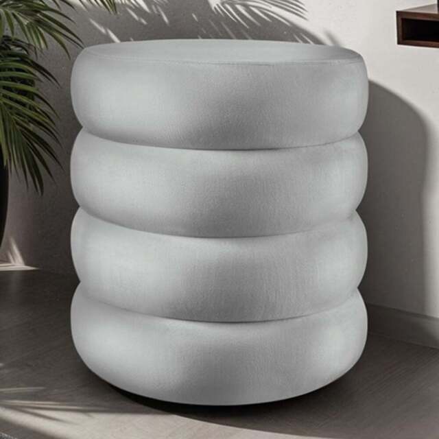 tectake Altu Grey Velvet Look Stool with Storage - Size: 47 x 42 x 42cm - Wilko - image 1