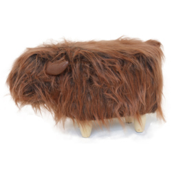 Gardeco Fergus The Highland Cow Dark Brown Synthetic Fur Footstool - Size: 36 x 61 x 32cm - Wilko - thumbnail 4