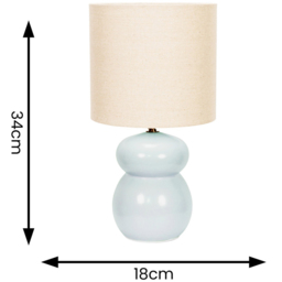 ValueLights Kendal Natural Linen Drum Shade Blue Glazed Ceramic LED Table Lamp - Size: 34 x 18 x 18cm - Wilko - thumbnail 5