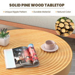 Costway Solid Wood Round Coffee Table Set of 2 - Size: 88 x 87 x 15cm - Cream - Wilko - thumbnail 7