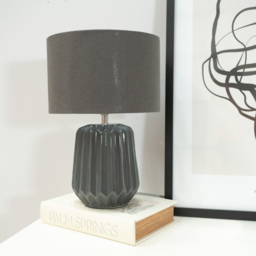 ValueLights Zak Fabric Lamp Shade Charcoal Grey Pleated Textured Ceramic LED Table Lamp 2 Pack - Size: 38 x 25 x 25cm - Wilko - thumbnail 4