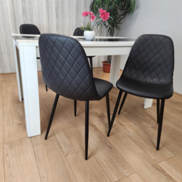 Kosy Koala 4 Seater Faux Leather Gem Pattern Dining Set Black and White - Multi - Portland - Wilko - thumbnail 3