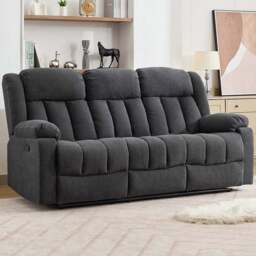 Artemis Home Lovell 3 Seater Dark Grey Boucle Manual Recliner Sofa with Centre Console - Wilko - thumbnail 1