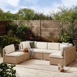 Furniturebox Windermere 6 Seater Warm Natural PE Rattan Outdoor Sofa Set - Brown - Wilko - thumbnail 5