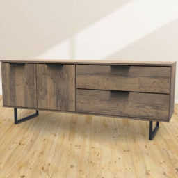 Crowndale Hong Kong 2 Door 2 Drawer Vintage Oak Sideboard - Size: 40 x 145 x 62cm - Brown - Wilko