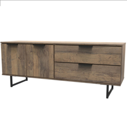 Crowndale Hong Kong 2 Door 2 Drawer Vintage Oak Sideboard - Size: 40 x 145 x 62cm - Brown - Wilko - thumbnail 3