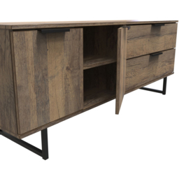 Crowndale Hong Kong 2 Door 2 Drawer Vintage Oak Sideboard - Size: 40 x 145 x 62cm - Brown - Wilko - thumbnail 7