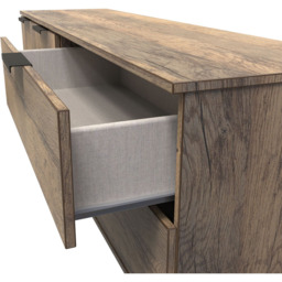 Crowndale Hong Kong 2 Door 2 Drawer Vintage Oak Sideboard - Size: 40 x 145 x 62cm - Brown - Wilko - thumbnail 6